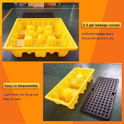 2 Drum Containment Spill Pallet, Polyethylene Low Profile Paint Bucket Tray - Image 6
