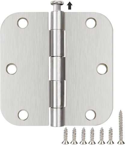 30 Pack Satin Nickle Door Hinges Brushed 3.5 Inch Interior Rounded 5/8" Radius by TDCHINGES