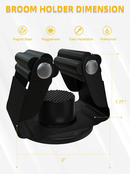 Magnetic Broom Holder for Refrigerator, No Drilling Magnetic Broom Holder Black - Image 2