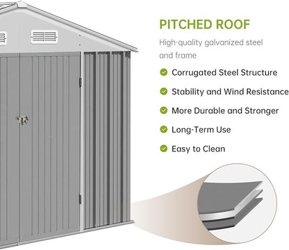 12x10 Ft Outdoor Storage Shed, Large Steel Multipurpose Yard Shed, Metal - Image 3