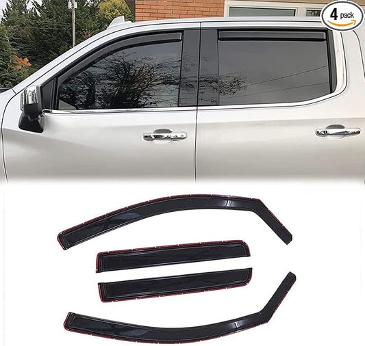 4Pcs Side Wind Vent Deflector, in-Channel Style Tape On Dark Smoke Shade Sun by Deebior