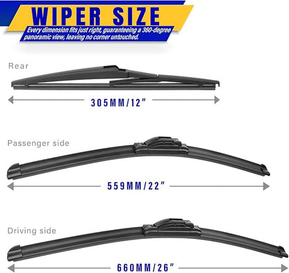 3 wipers Replacement for 2009-2016 Toyota Venza, Windshield Wiper Blades - Image 2
