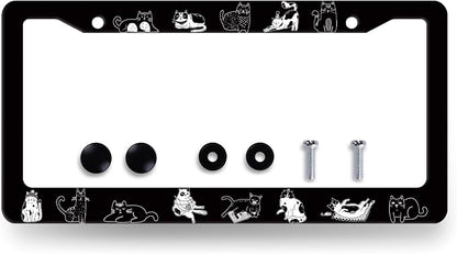 Cats License Plate Frame Cute Animal Cat License Plate Holder Stainless Steel by RNKATIH