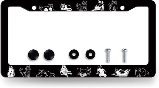 Cats License Plate Frame Cute Animal Cat License Plate Holder Stainless Steel by RNKATIH