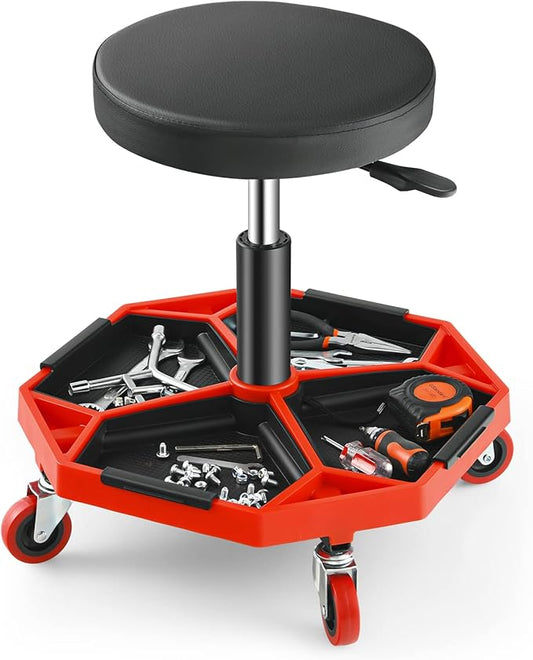 Adjustable Mechanic Rolling Stool, Pneumatic Rolling Stool by TOOLSEMPRE