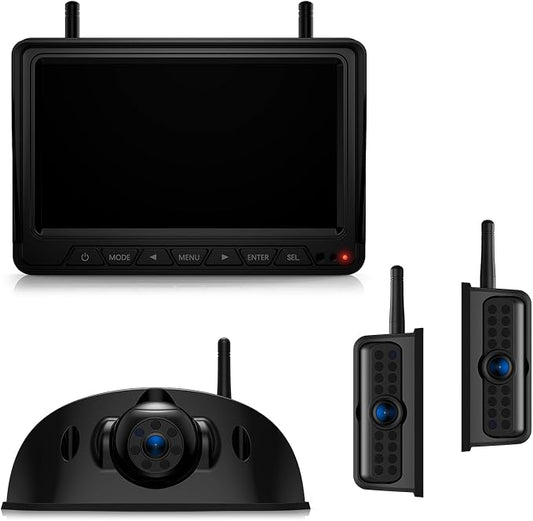 Fookoo HD Wireless RV Backup Cameras System, 1 Rear View + 2 Side Cameras by FOOKOO