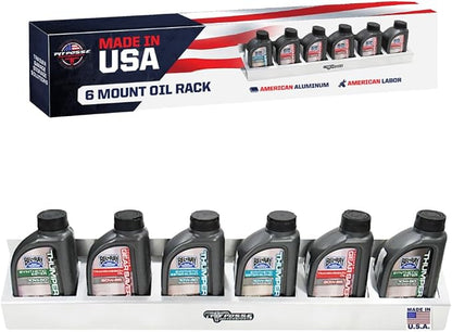 Pit Posse 304 Six Quart Oil Can Rack Holder 32" Caddy Wall Hanger Aluminum Shelf by PITPOSSEMOTORSPORTS