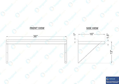 AmGood 36" Long X 16" Deep Stainless Steel Wall Shelf | NSF Certified | - Image 5