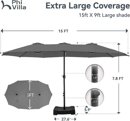 PHI VILLA 15ft Large Patio Umbrellas - Image 7
