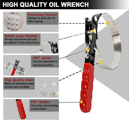 Standard Oil Filter Wrench, Oil Filter Wrench Tool Fits Filter from 3-1/4" to - Image 3