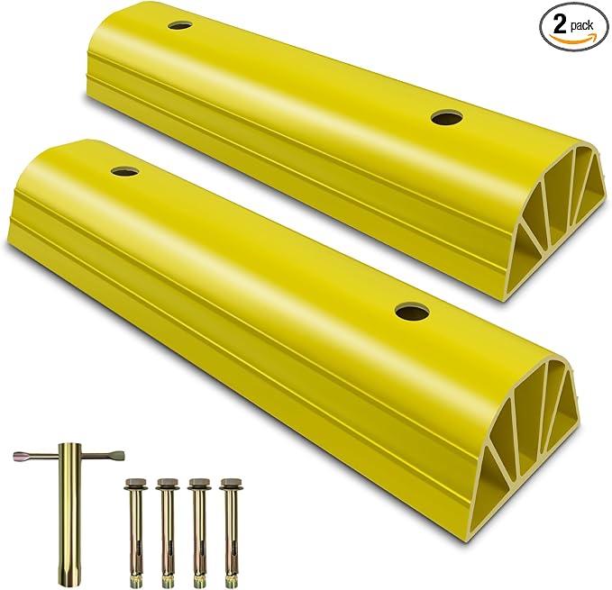 Garage Tire Stops for Garage Floor High-Visibility, 2 Pack 3.1" Higher Block by HOXWELL