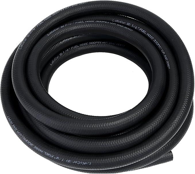 LokoCar Rubber Fuel Hose Line Push Lock 1/4" ID SAE 30R7 NBR 25ft 300PSI Black by GetToKnowEachOther