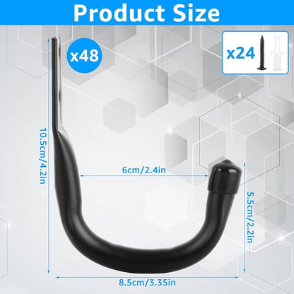 24 Pack Heavy Duty Garage Storage Utility Hooks 3.35" Kayak Wall Hangers Ladder - Image 2