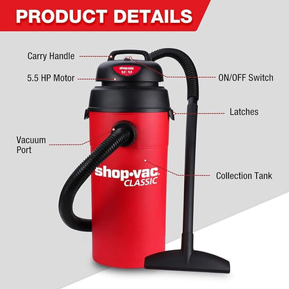 Shop-Vac 5 Gallon 5.5 Peak HP Wet/Dry Vacuum, Wall Mountable Compact Shop Vacuum - Image 5