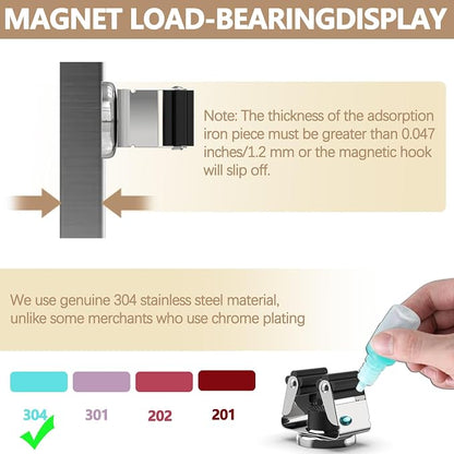 3-H Magnetic Broom Holder with Strong Magnetic Hook 8 Pack, Broom Holder Wall - Image 3