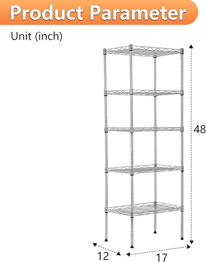 BestOffice 5 Tier Garage Shelving Heavy Duty Metal Shelves 17”D x 12”W x 48”H - Image 3
