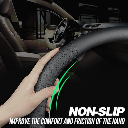 LKWLIKEI Nappa Premium Leather car Steering Wheel Cover, Breathable, Universal - Image 2