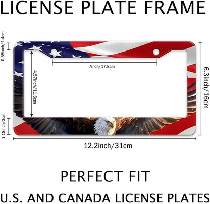 Eagle American Flag License Plate Frame, US Flag Car Tag Frame Holder Covers - Image 2