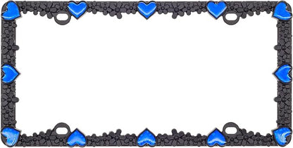 Creathome 3D Daisy Heart License Plate Frame from Pure Zinc Alloy Metal Perfect - Image 3