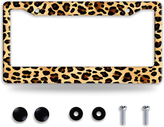 Cheetah Brown Leopard License Plate Frame Animals Print License Plate Frames by NINANMY