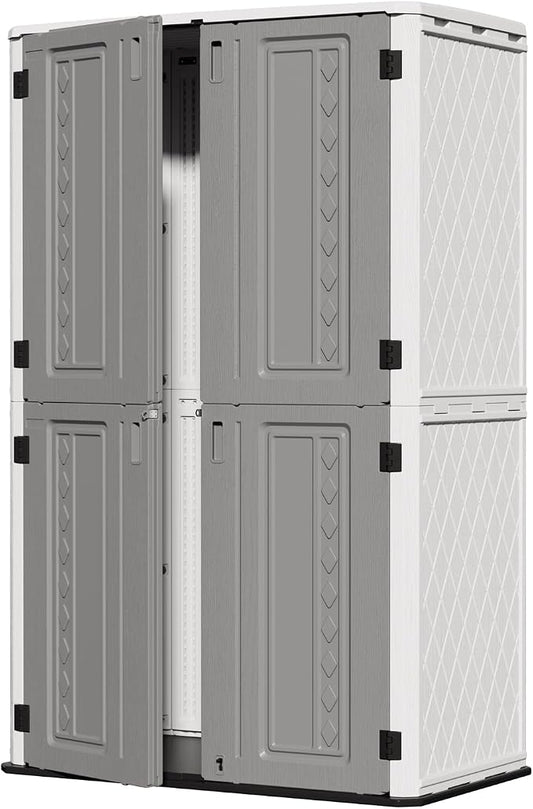ZZM 67 Cuft Vertical Outdoor Storage Shed Diamond Texture Resin Outdoor Cabinet by ZZM
