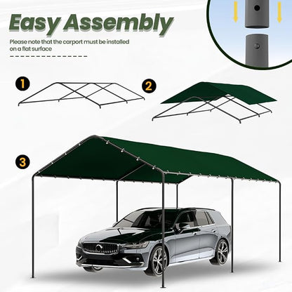 Carport, 10‘ x 20’ Heavy Duty Portable Garage All-Season Car Canopy w/Removable - Image 5