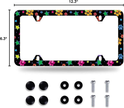 Colorful Animal Paw and Star License Plate Frame Colorful License Plate - Image 8