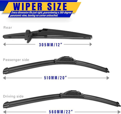 3 wipers Replacement for 2003-2009 Toyota 4Runner, Windshield Wiper Blades - Image 2