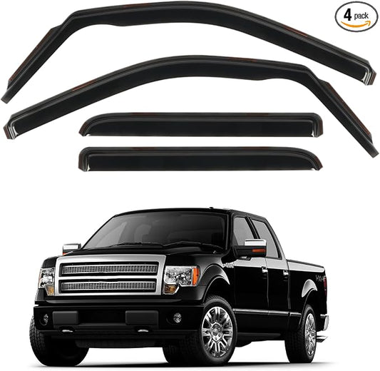 in Channel Rain Guards Fit for 2009-2014 Ford F-150 Crew Cab Full-Size Doors by CHYKORLA