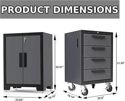 Torin Garage Cabinets Storage System, 9 Piece Included Steel Drawers Rolling - Image 4