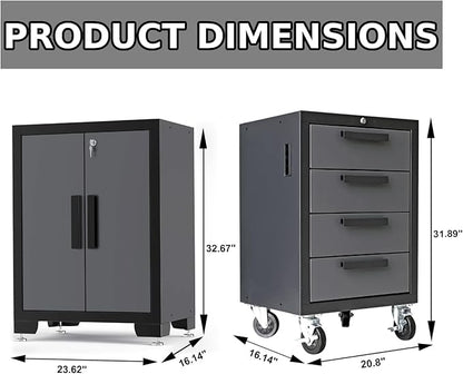 Torin Garage Cabinets Storage System, 9 Piece Included Steel Drawers Rolling - Image 8