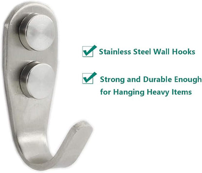 Stainless Steel Coat Hooks, Heavy Duty Metal Wall Mounted Hanger Hooks - Image 4