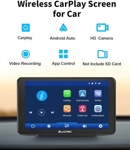 7 Inch Wireless CarPlay Screen for Car, Portable Car Stereo Touch Screen for - Image 2
