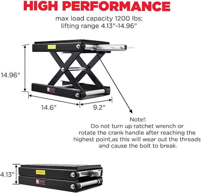 CXRCY 1200 LBS Motorcycle Lift Scissor Jack Black Upgraded Dirt Bike ATV - Image 5