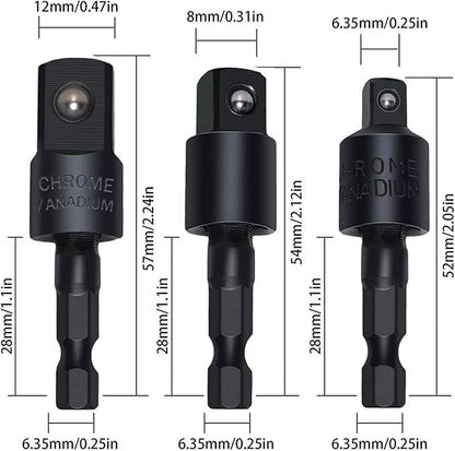 105 Degree Right Angle Drill Adapter Set, 1/4-1/2 Inch Socket Adapters - Image 8