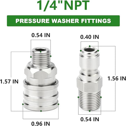 TAISHER 4PCS 304 Stainless Steel Pressure Washer Adapter Kit, Quick Connect - Image 2