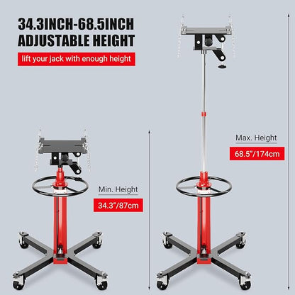 Transmission Jack, 1322lbs Hydraulic Telescoping Transmission Jack, 34.3"-68.5" - Image 3