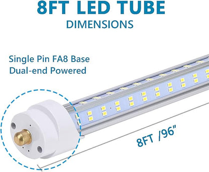 (Pack of 10 8 Foot LED Bulbs, 150W 18800lm 6000K, Super Bright, T8 T10 T12 LED - Image 4