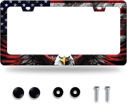 American Flag Eagle Patriotic License Plate Frame USA Flag License Plate by GORSNKYE