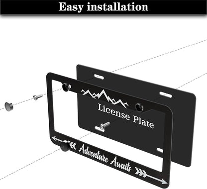 License Plate Frames Black and White Custom License Plate Frame Adventure - Image 7