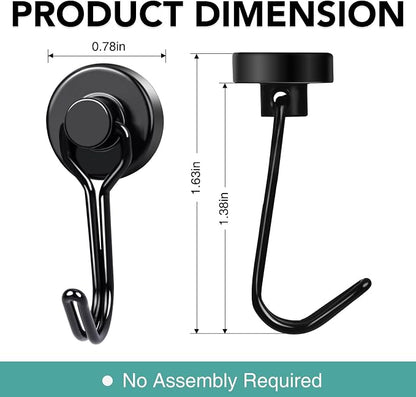 MIKEDE Magnetic Hooks, 40Lbs Heavy Duty Neodymium Magnet Hooks Black Magnetic - Image 4