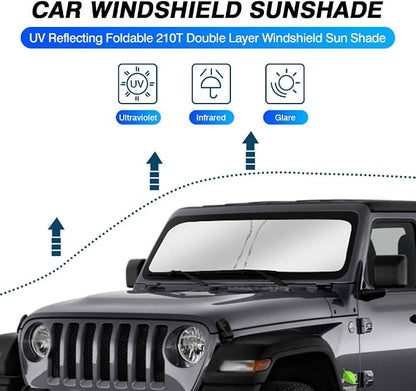 KUST Windshield Sun Shade for 2018-2023 Jeep Wrangler JL & 2/4 Door 4XE - Image 2