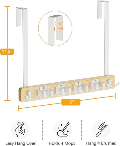 Lorbro Broom Holder Door Mount, Over the Door Broom and Mop Holder - Image 7