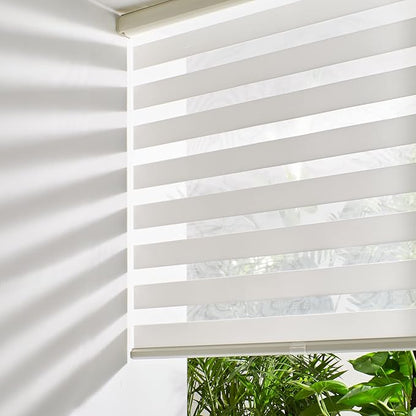 Persilux Cordless Zebra Blinds for Windows Free-Stop Windows Shades Dual Layer by PersiluxHome