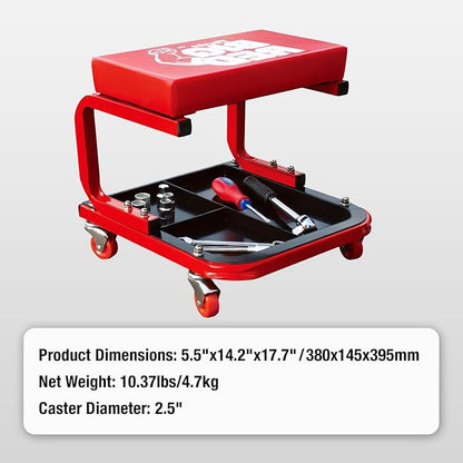 Big RED 250lb Red Rolling Automotive Creeper Garage/Shop Seat: Padded Mechanic - Image 7
