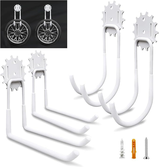 Garage Hooks White 4 Pack, 68-110LB Heavy Duty Steel Storage Utility Hooks by Vehookin