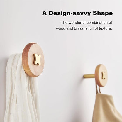 Solid Brass & Maple/Mahogany Wall Hooks 2 Pack - Image 2