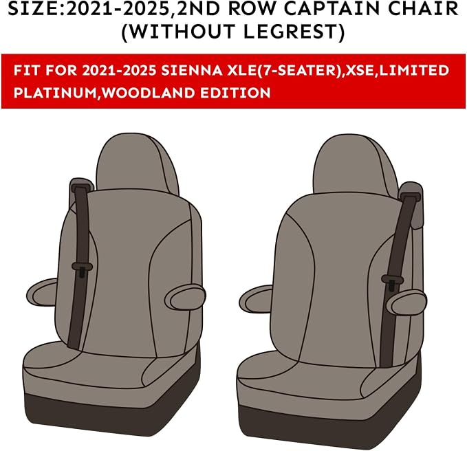 EKR Sienna Seat Covers for Toyota Sienna XLE, 7-Passenger Seating, 2nd Row - Image 2