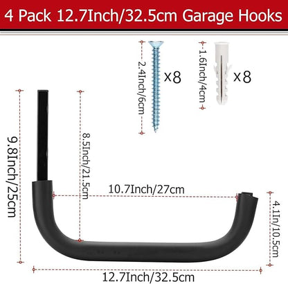 Large Garage Storage Hooks, 12.4 Inch Heavy Duty Garage Storage Organizer Wall - Image 2