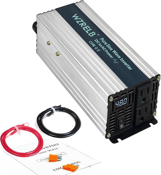 WZRELB 800W Pure Sine Wave Inverter 48V DC to 110V 120V AC, Car Power Inverter by WZRELB
